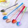 Colorful Stainless Steel 18/10 Ice Cream Coffee Tea Long Handle Heart Spoon shopify  5 Piece/Pieces(Min. Order)