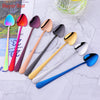 Colorful Stainless Steel 18/10 Ice Cream Coffee Tea Long Handle Heart Spoon shopify  5 Piece/Pieces(Min. Order)