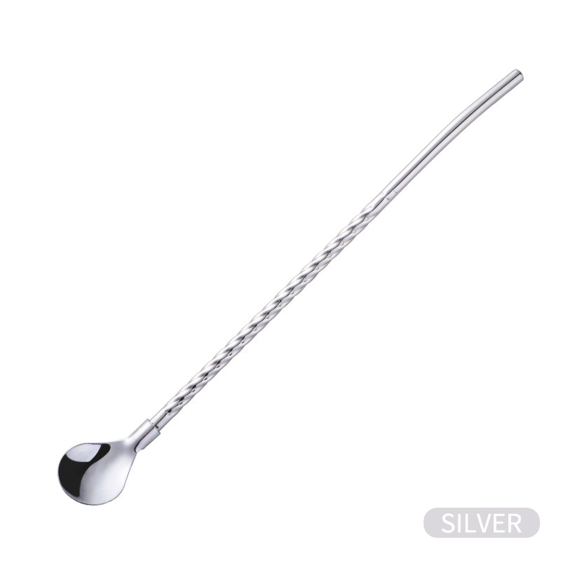 Eco Friendly Long Handle Stainless Steel Drinking Straw Spoon in one 10 Piece/Pieces(Min. Order)