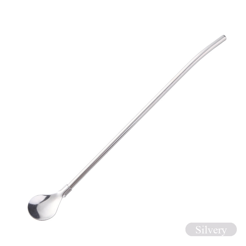 Eco Friendly Long Handle Stainless Steel Drinking Straw Spoon in one 10 Piece/Pieces(Min. Order)