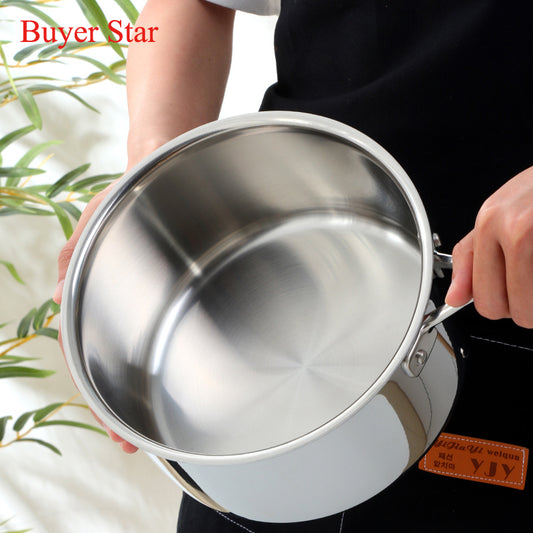 High quality 304 Single Handle Stainless Steel Milk Boiling Pot Noodle Pot with Lid For Induction Cooker 2 Piece/Pieces(Min. Order)