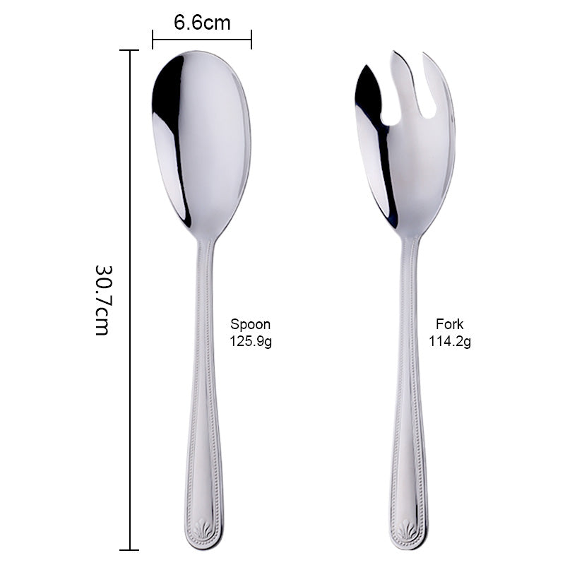 High Quality Stainless Steel 18/10 Cutlery Big Salad Serving Spoon and Fork 5 Set/Sets(Min. Order)