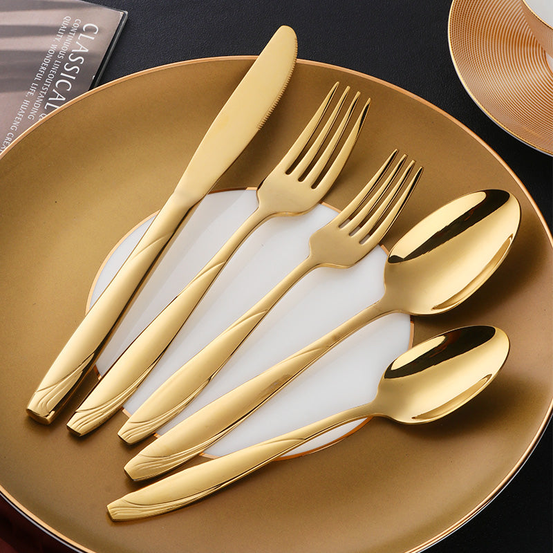 18/10 silver 5 pieces cutlery set Stainless steel gold Flatware Sets 5 Set/Sets(Min. Order)