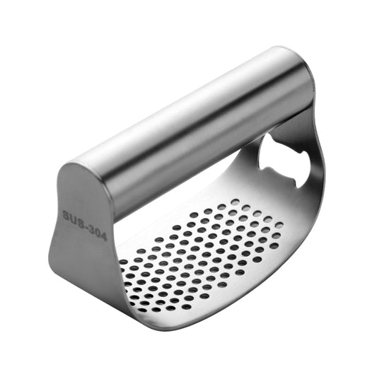 Garlic Press Rocker Heavy Duty Stainless Steel Garlic Mincer Garlic Crusher Garlic Chopper with Peeler And Scraper for Smash Garlic Built-in Bottle Opener